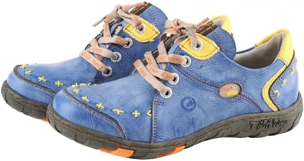 TMA EYES Women's Leather Soft Sole lace-up Fashion Shoes with Hand-Stitched Design