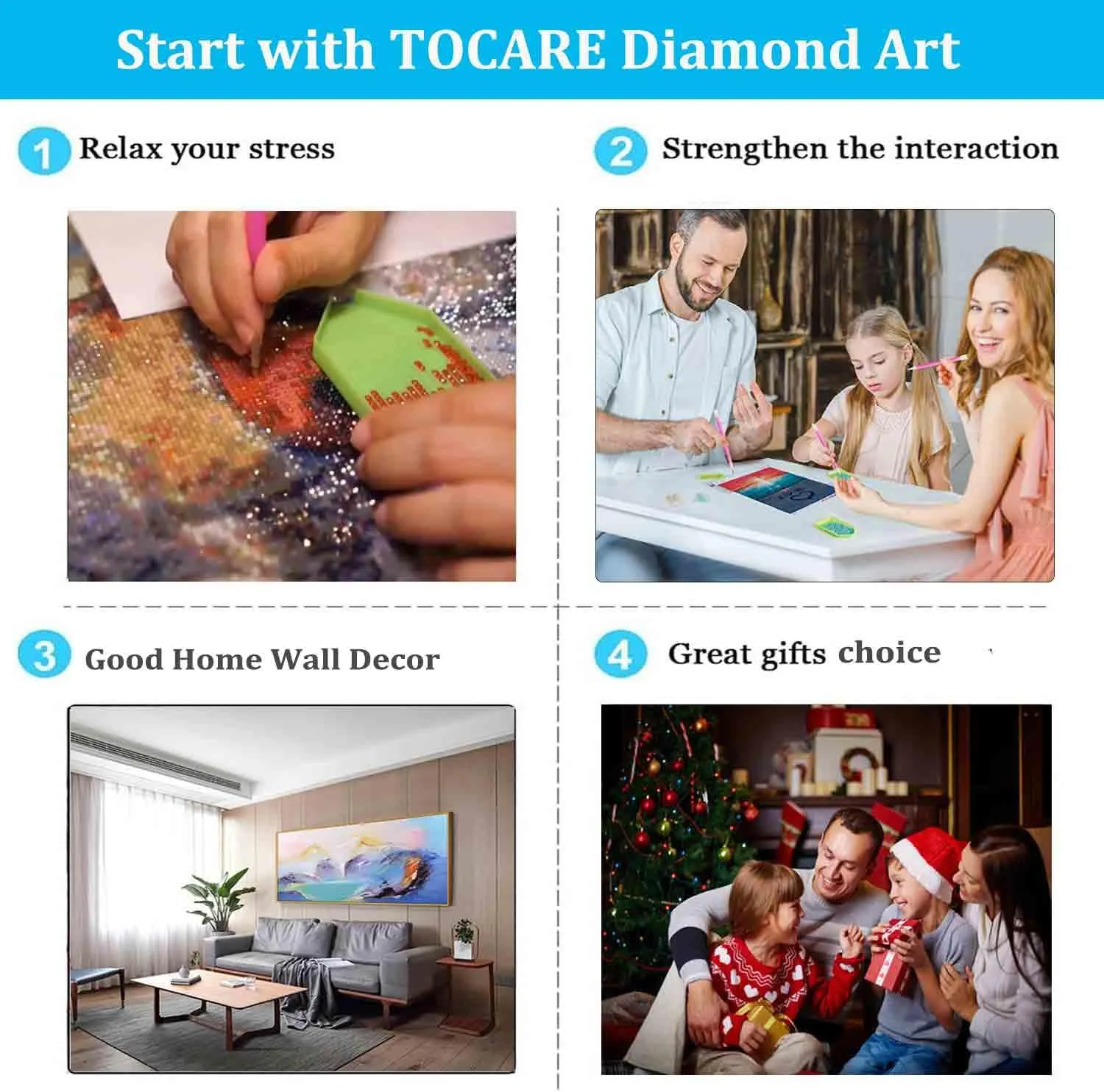 TOCARE 2 Pack Diamond Painting Kits for Adults,Large Diamond Painting Nature Landscape Scenes 15.7x31.5Inch, Large Diamond Art Kits for Adults Mountains Cabin