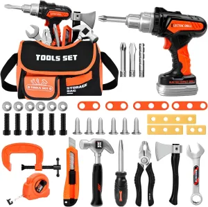 Toddler & Kids Tool Set with Electric Drill Toy, 38 PCS STEM Learning Educational Pretend Play Kit for Ages 3-8 – Portable Toolbag Organizer & Travel Storage Bag for Boys & Girls