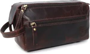 Toiletry Bag | Leather Dopp Kit for Men & Women – Water-Resistant, Durable & Stylish – Travel Organizer with Multiple Compartments | Grooming Essentials, Shaving & Makeup Pouch (Brown)