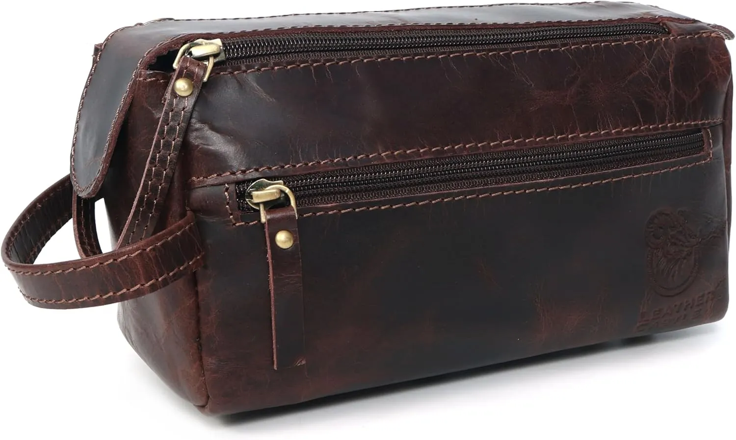Toiletry Bag | Leather Dopp Kit for Men & Women – Water-Resistant, Durable & Stylish – Travel Organizer with Multiple Compartments | Grooming Essentials, Shaving & Makeup Pouch (Brown)