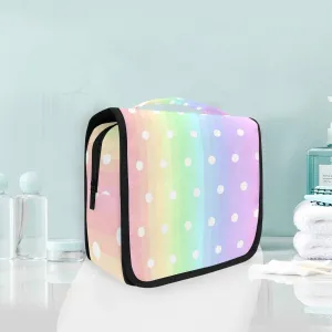 Toiletry Bag Multifunction Hanging Cosmetic Bag Portable Organizer Makeup Bags Pouch Travel Bag for Women Girls Men, Colorful Rainbow Strip