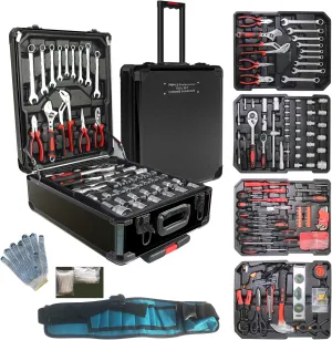 Tool Sets for Men, Tool Kit with Rolling Box, Complete Household Set, Aluminum Trolley Case Sets, Gift on Father's Day