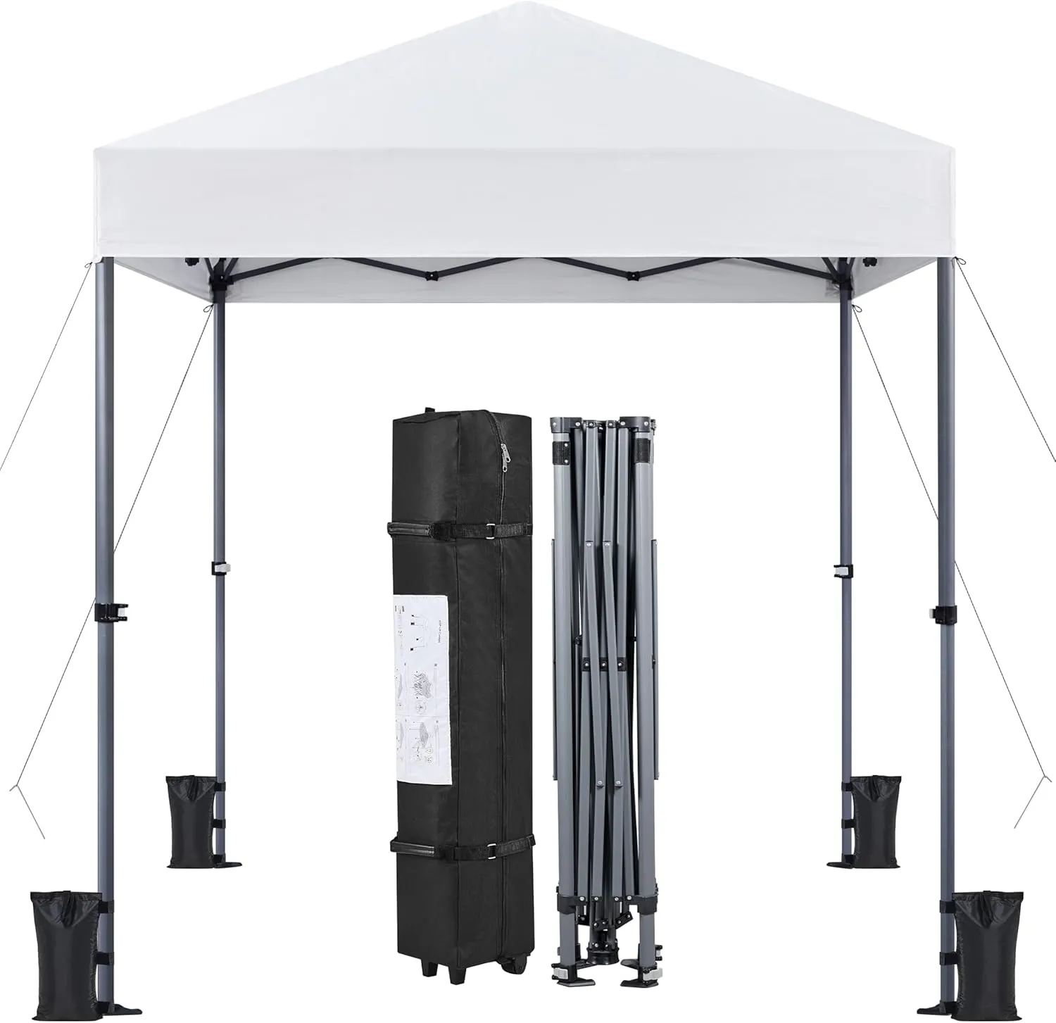 Topeakmart Pop-up Canopy with One-Push-to-Lock Setup Mechanism, UPF 50  Instant Event Shelters Sun Shade Tent, Suitable for Home & Commercial Use (6.6x6.6FT, Silver-Coated White)