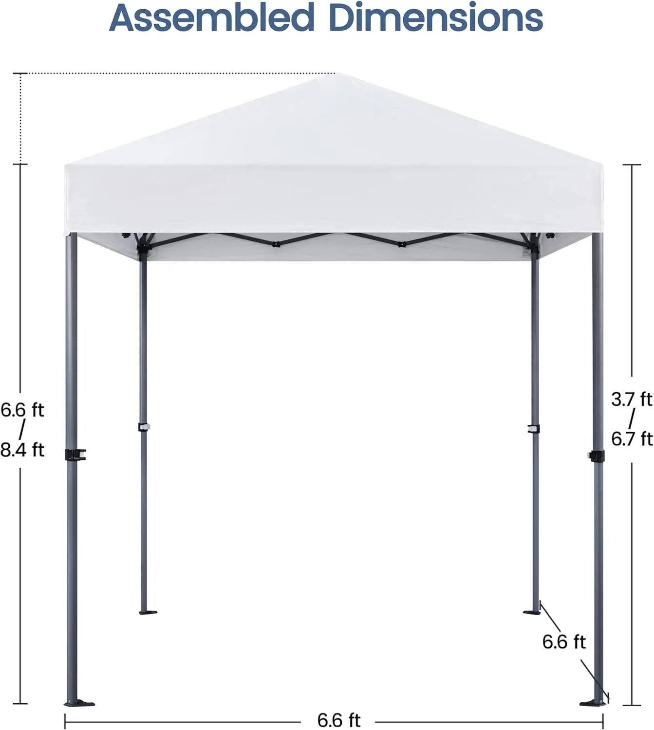 Topeakmart Pop-up Canopy with One-Push-to-Lock Setup Mechanism, UPF 50  Instant Event Shelters Sun Shade Tent, Suitable for Home & Commercial Use (6.6x6.6FT, Silver-Coated White)