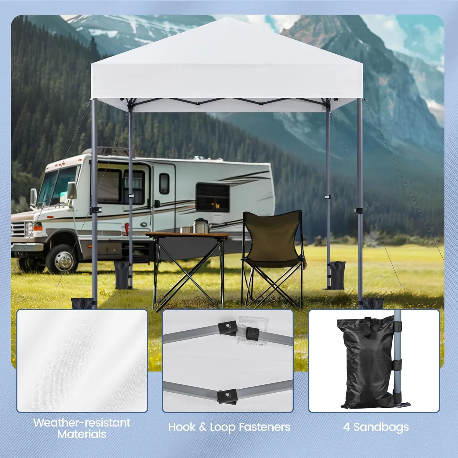 Topeakmart Pop-up Canopy with One-Push-to-Lock Setup Mechanism, UPF 50  Instant Event Shelters Sun Shade Tent, Suitable for Home & Commercial Use (6.6x6.6FT, Silver-Coated White)