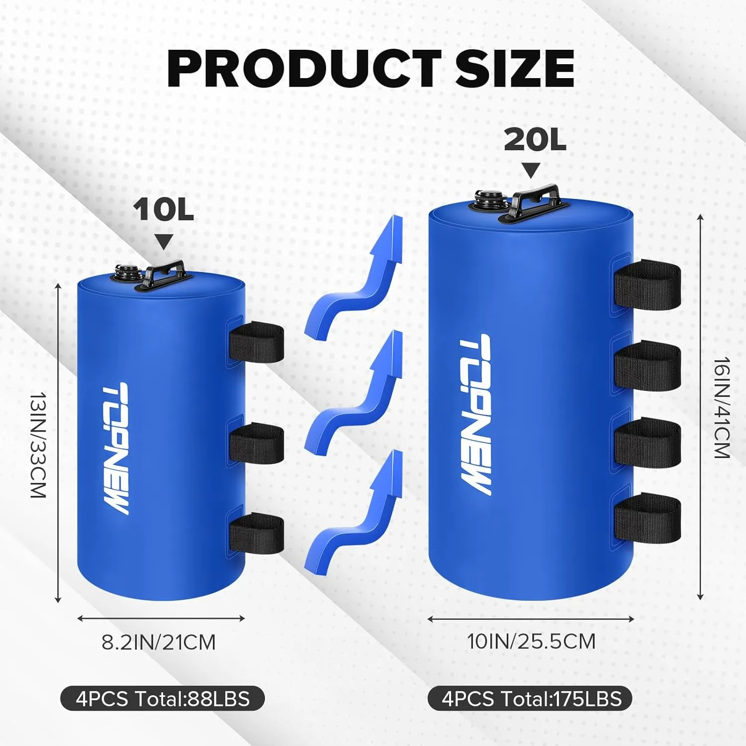 Topnew Canopy Water Weight Bag, 175 LBS Water Tent Weights Set of 4 Leg Weights for Pop Up Canopy, Canopies,Tent, Gazebo, Blue