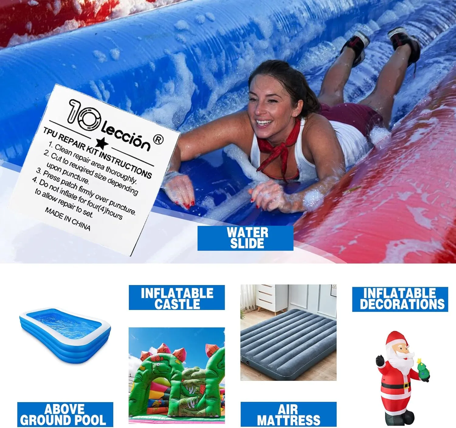 TPU Pool Patch Repair Kit for Air Mattress, Swimming Pool, Bounce House, Tent, Canvas, Canopy, Pool Floats, Tubes Air Bed and Inflatable Toys (3 in x 10 ft)