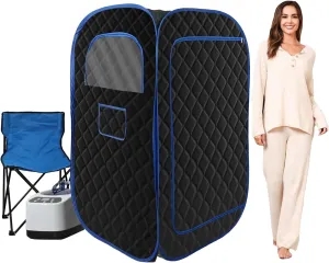 Transform Home Relaxation with Portable Steam Sauna Tent, 3L Steamer, Remote Control, Comfortable Chair, Black