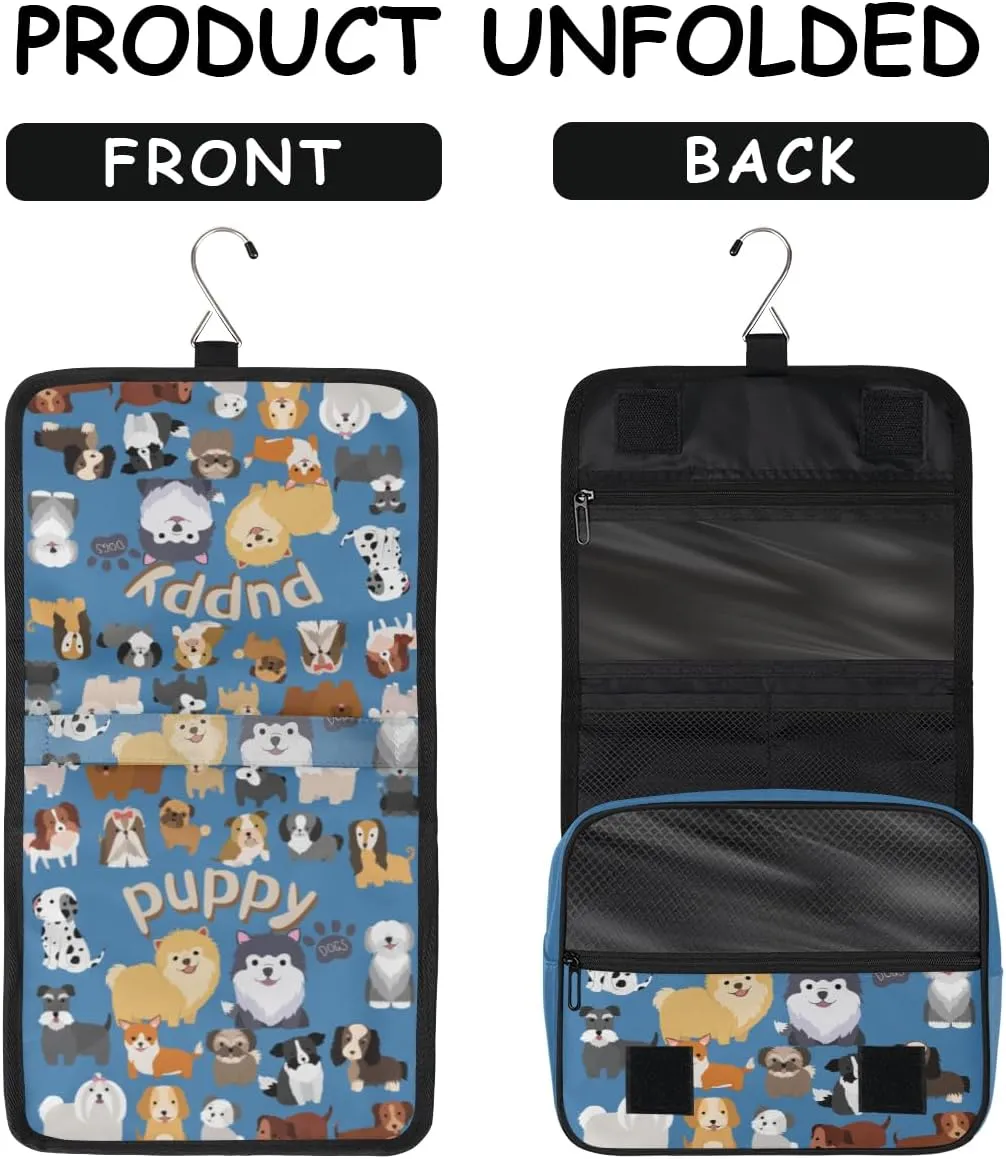 Travel Hanging Toiletry Bag Cute Dogs Paw Cosmetic Bag for Women Waterproof Makeup Organizer for Bathroom Shower Christmas Travel Gifts