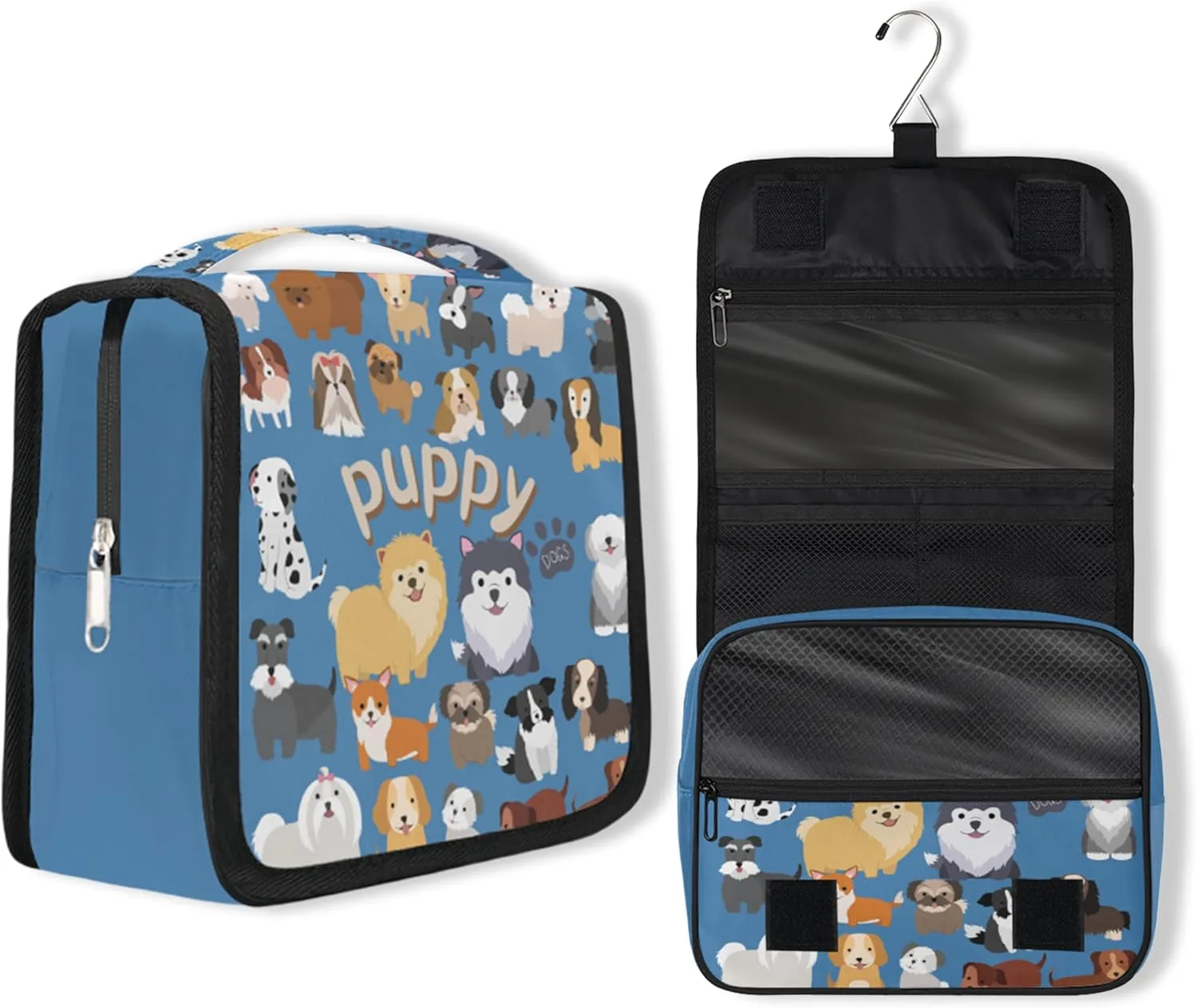 Travel Hanging Toiletry Bag Cute Dogs Paw Cosmetic Bag for Women Waterproof Makeup Organizer for Bathroom Shower Christmas Travel Gifts