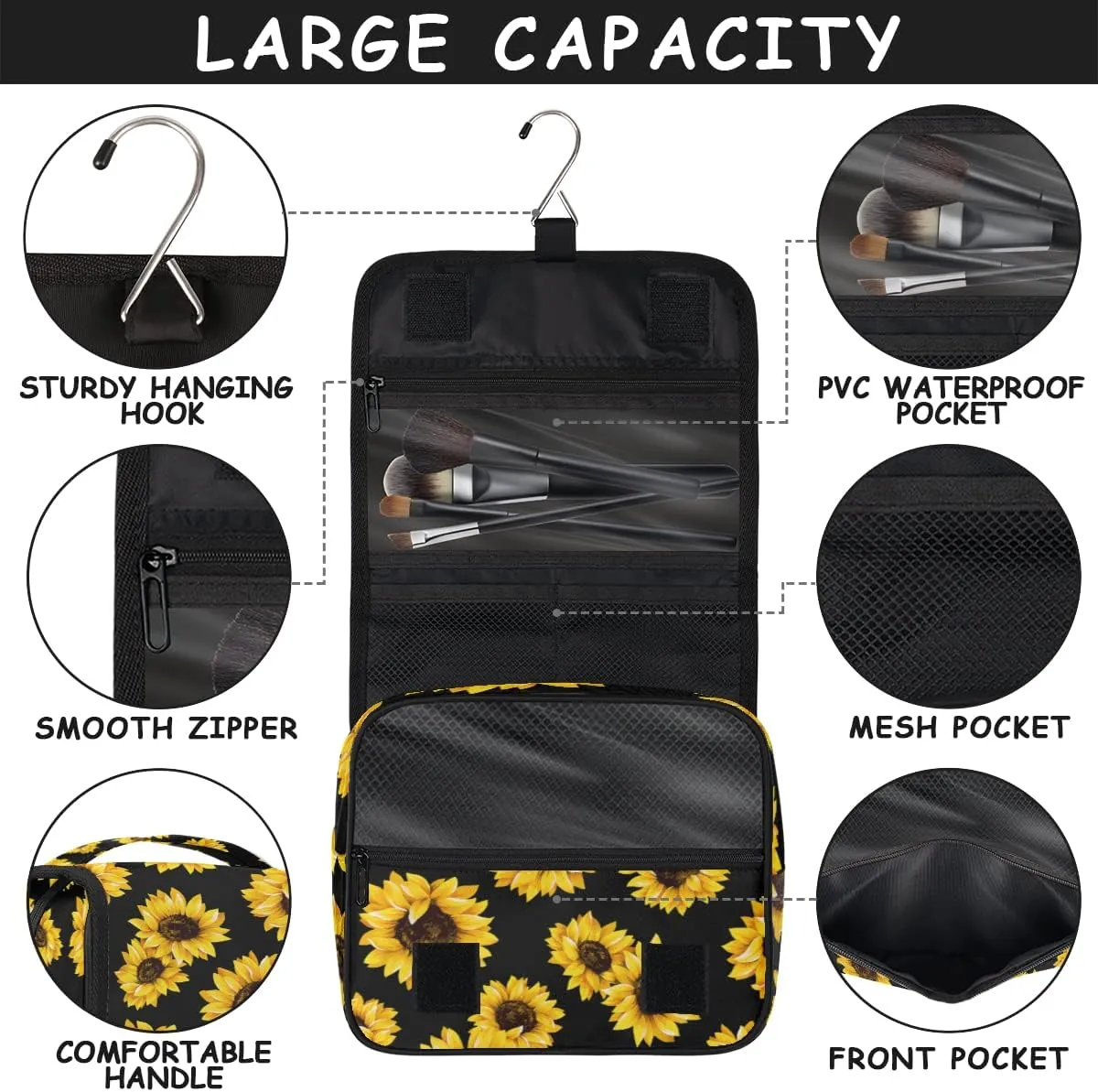 Travel Hanging Toiletry Bag for Women Men Cosmetic Bag Waterproof Makeup Organizer for Accessories, Shampoo, Full Sized Container, Toiletries for Bathroom Shower