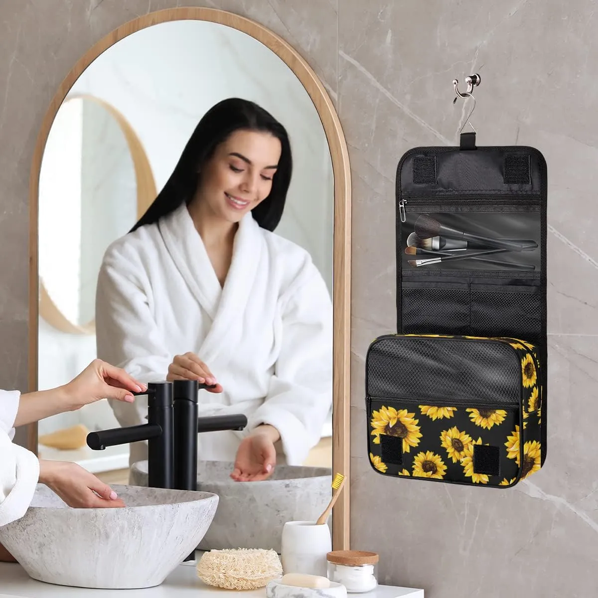 Travel Hanging Toiletry Bag for Women Men Cosmetic Bag Waterproof Makeup Organizer for Accessories, Shampoo, Full Sized Container, Toiletries for Bathroom Shower