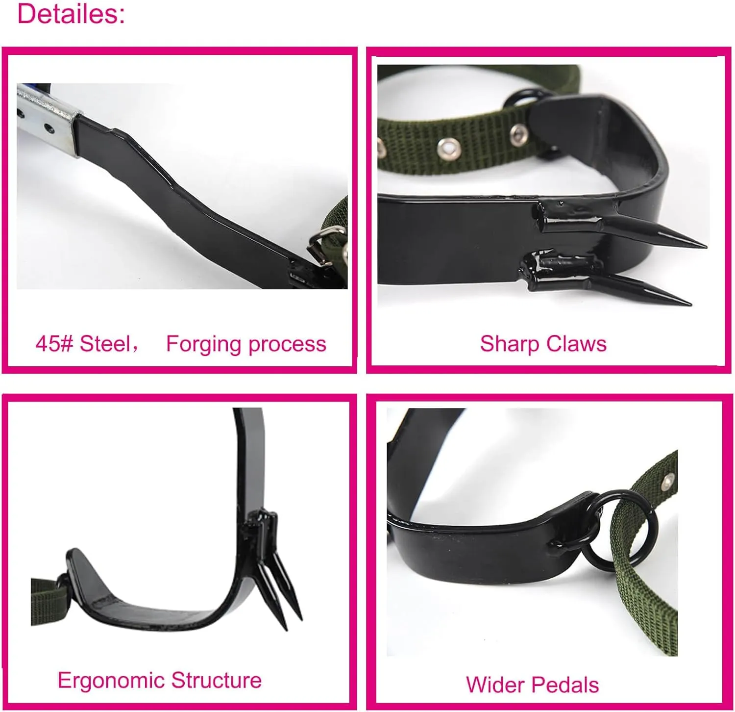 Tree Climbing Spikes, Tree Climbing Gear with Non-Slip Pedal, Adjustable Tree Climbing Tool Set