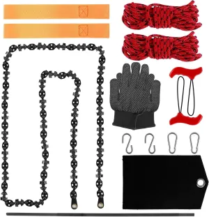Tree Limb Rope Saw, 53in 68 Teeth, Portable Hand Chain Saw with 2 Ropes & 2 Hand Wrist Straps for Tree Limb Trimming
