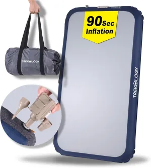 TREKOLOGY Twin Size Air Mattress with Built-in Pump – Durable & Leak-Proof Airbed for Home, Travel & Camping – Compact, Portable, Inflates in 1.5 Minutes for Ultimate Comfort Indoors & Outdoors