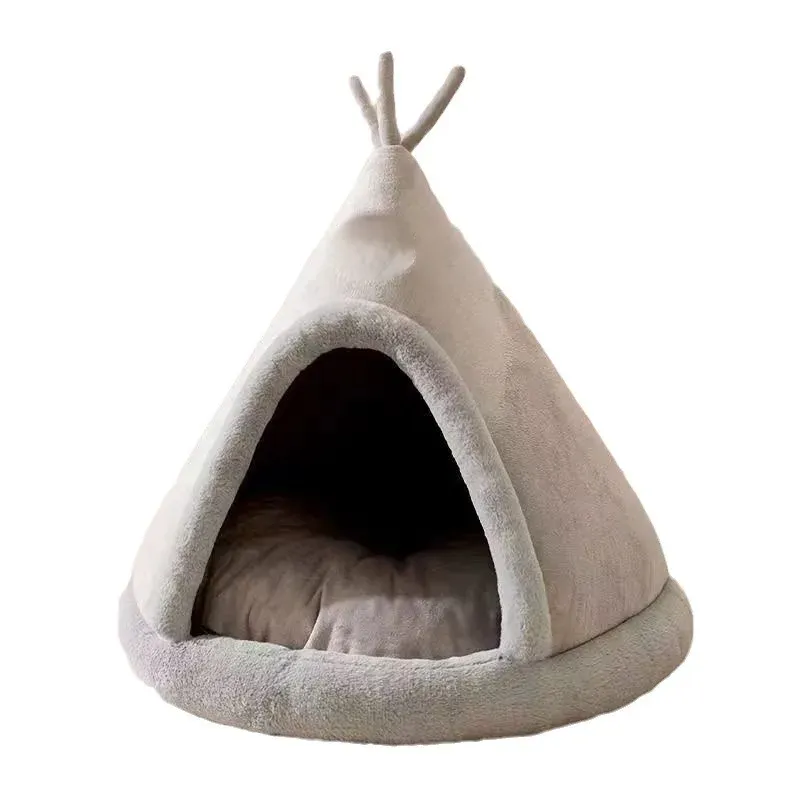 Triangle Pet Tent Bed – Four-Season Triangle Nest for Dogs & Cats with Plush Mattress