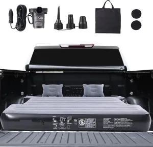 Truck Bed Air Mattress for 5.5-5.8 ft,Full Size Short Truck Beds, Inflatable Air Mattress Camping Bed with 12V Air Pump 2 Pillows, Carry Bag, for Silverado, RAM, F Series, Sierra, Titan, Tundra