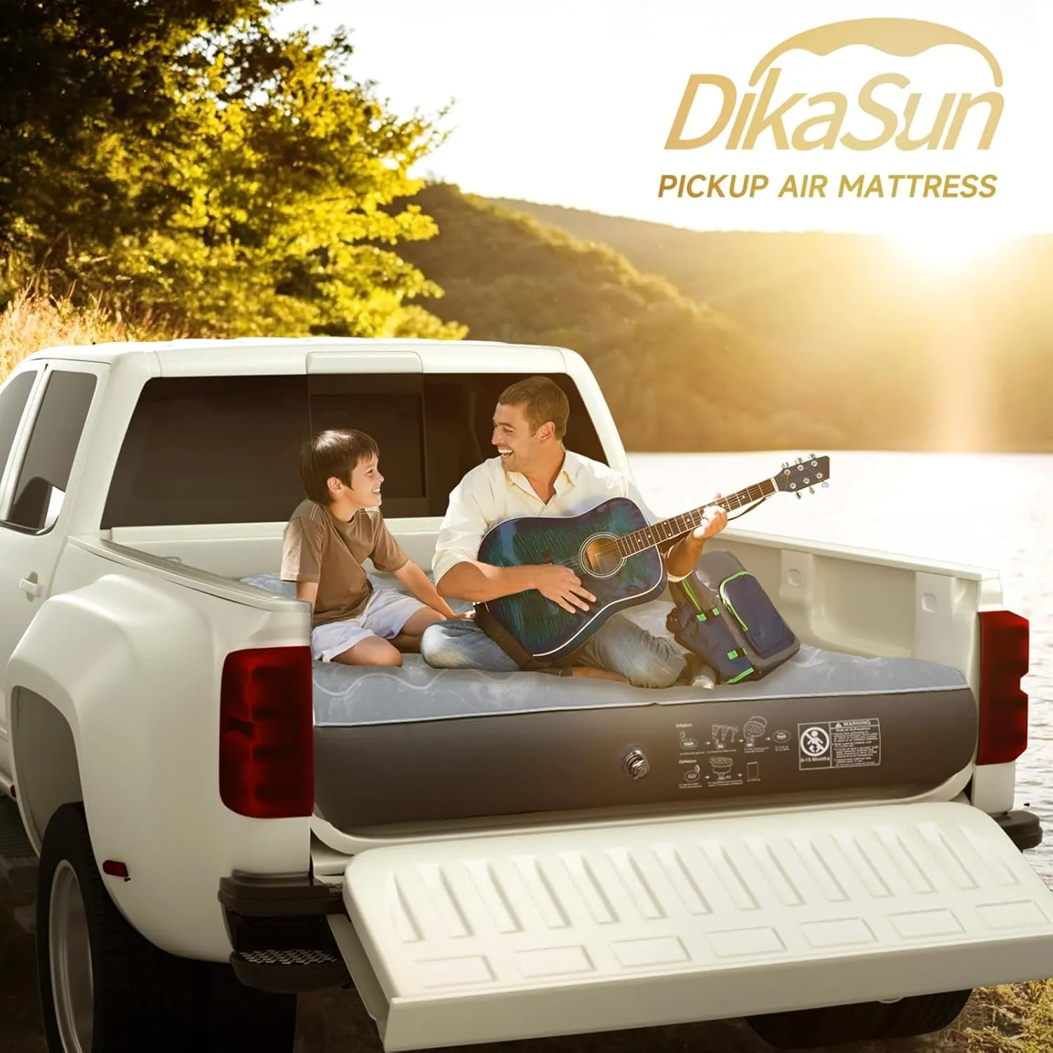 Truck Bed Air Mattress for 5.5-5.8Ft Inflatable Air Mattress for Full Size Short Truck Beds Pickup Air Mattress for Camping Truck Tent Accessories with Pump & Carry Bag (Grey)
