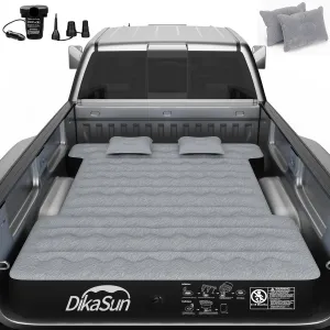 Truck Bed Air Mattress for 5.5-5.8Ft Inflatable Air Mattress for Full Size Short Truck Beds Pickup Air Mattress for Camping Truck Tent Accessories with Pump & Carry Bag (Grey)