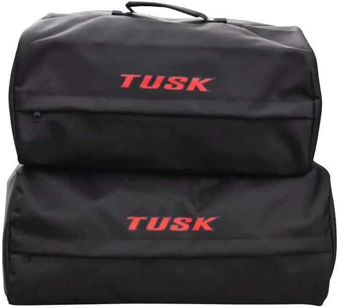 TUSK V2 Aluminum Pannier Boxes with Steel Pannier Racks- Fits CFMOTO IBEX 800 2023-2025 - Includes Lid Handles (Medium, Black)