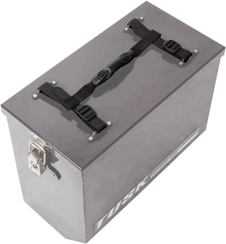 TUSK V2 Aluminum Pannier Boxes with Steel Pannier Racks- Fits CFMOTO IBEX 800 2023-2025 - Includes Lid Handles (Medium, Black)