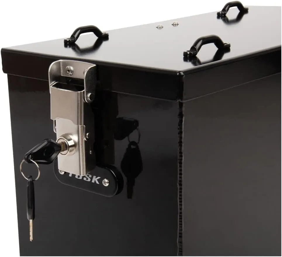TUSK V2 Aluminum Pannier Boxes with Steel Pannier Racks- Fits CFMOTO IBEX 800 2023-2025 - Includes Lid Handles (Medium, Black)