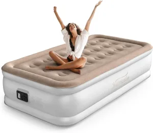 Twin Air Mattress with Built in Pump, Inflatable Mattress, Blow up Mattress Twin for Camping Guest and Home, Fast Inflation/Deflation, Airbed, colchon inflable