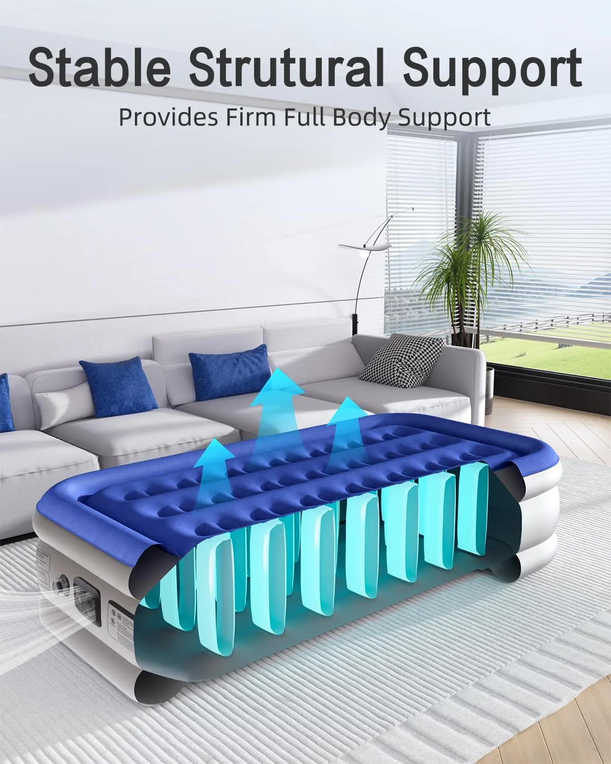 Twin Air Mattress with Built in Pump Luxurious Comfort 16" Raised Inflatable Mattress Twin Airbed Blow Up Mattress for Home and Guests 75"*39"*16"Air Bed 2 Mins Fast Inflate/Deflate 330 lbs Max