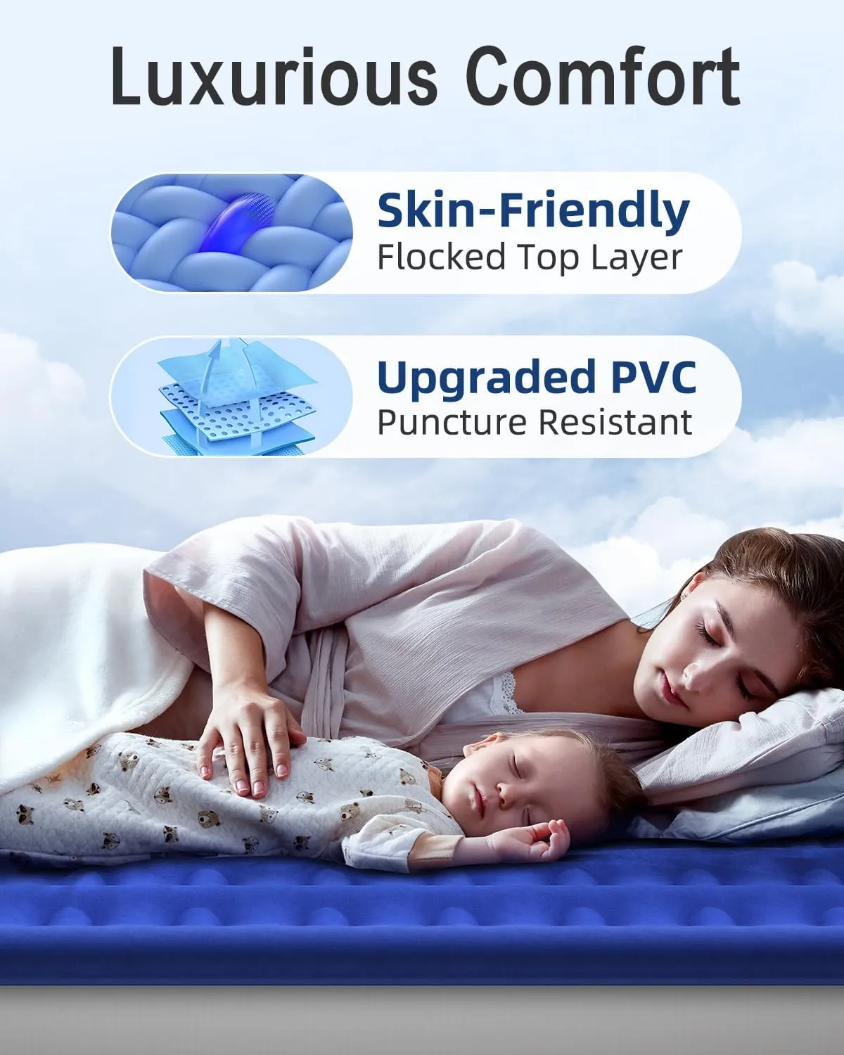 Twin Air Mattress with Built in Pump Luxurious Comfort 16" Raised Inflatable Mattress Twin Airbed Blow Up Mattress for Home and Guests 75"*39"*16"Air Bed 2 Mins Fast Inflate/Deflate 330 lbs Max