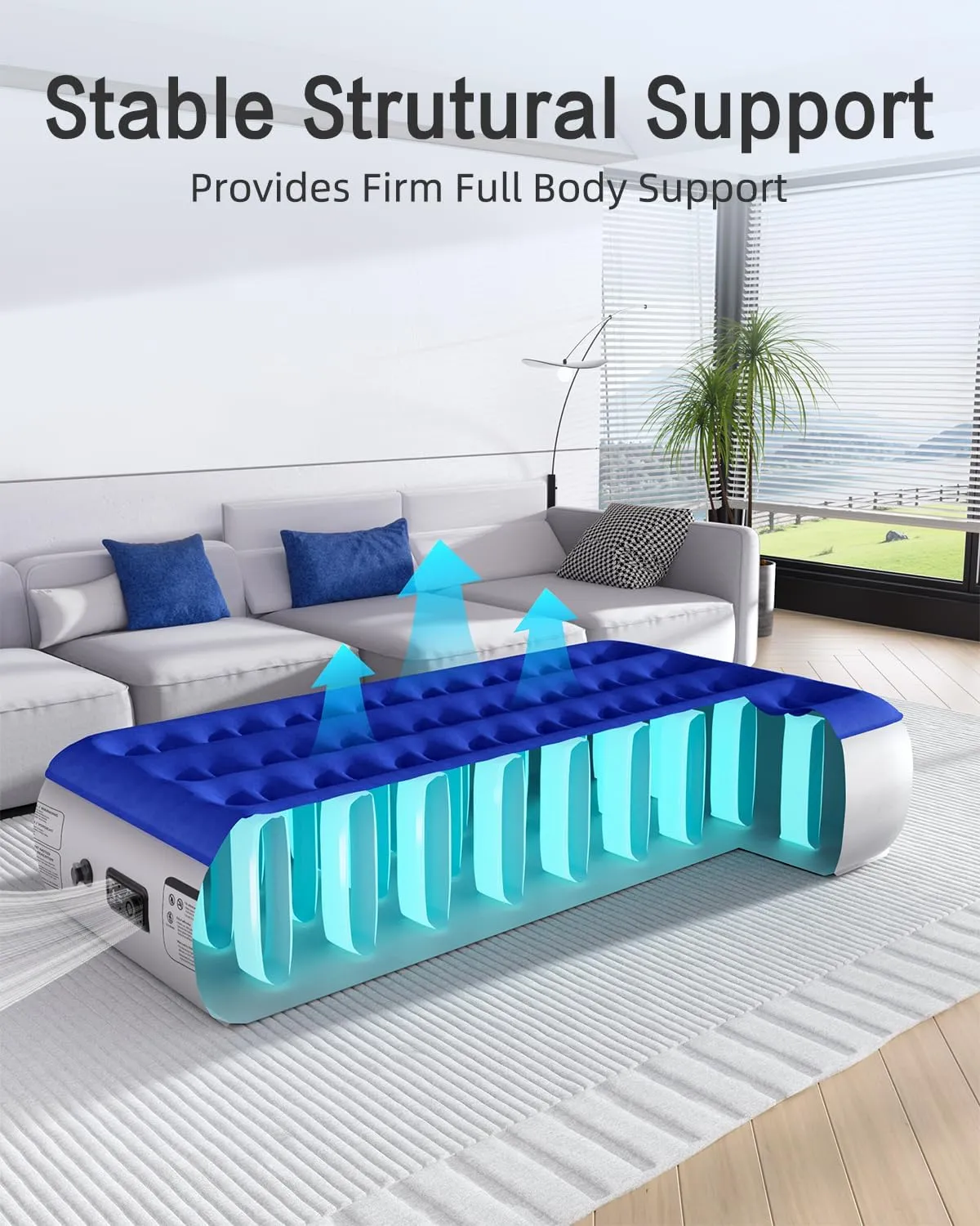 Twin Air Mattress with Built in Pump Luxurious Comfort Raised Inflatable Mattress Twin Airbed Blow Up Mattress for Home and Guests 75"*39"*13" Air Bed 2 Minutes Fast Inflate/Deflate 330 lbs Max