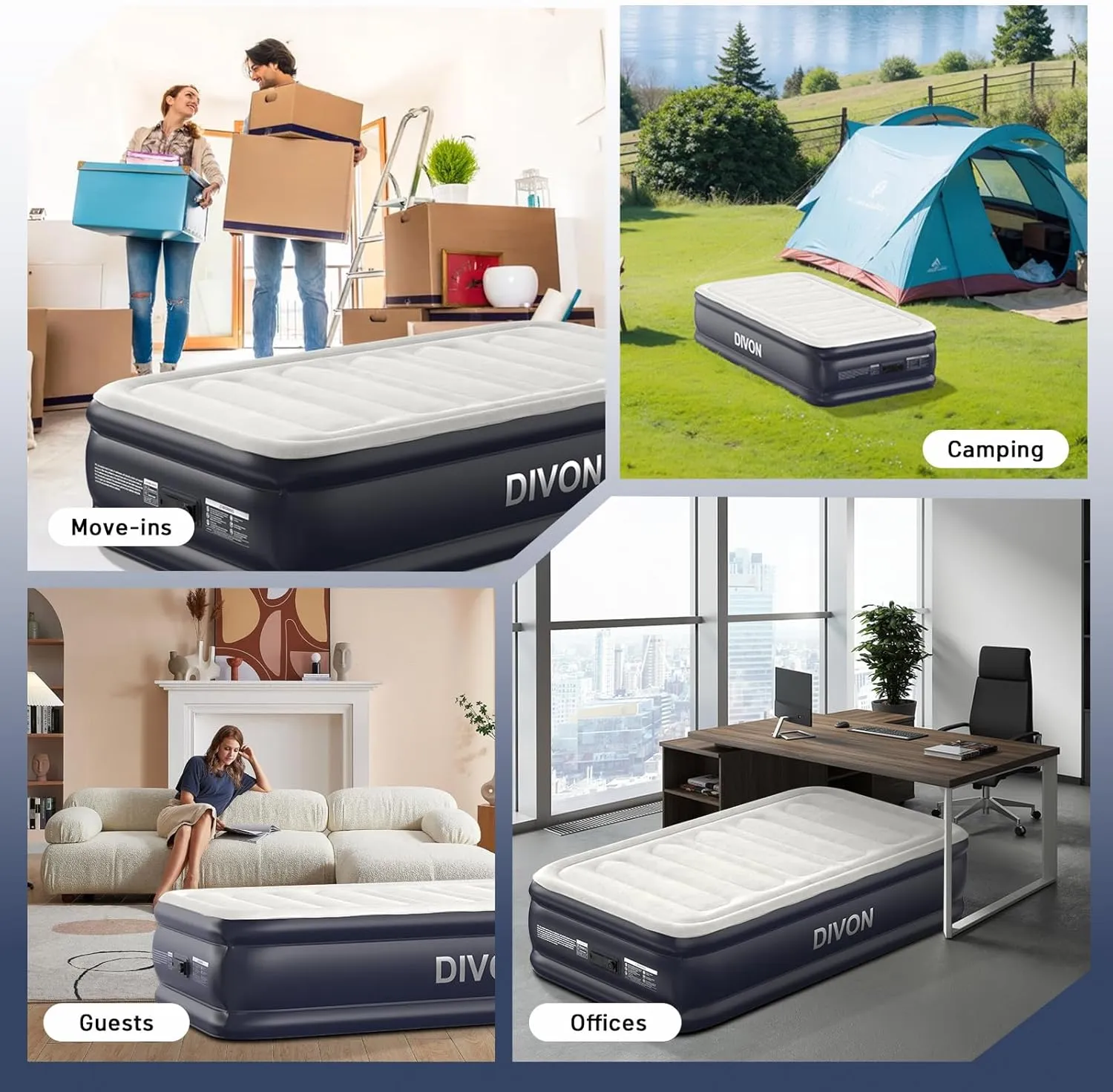 Twin Air Mattress with Built-in Pump,18''Raised Blow Up Mattress 2 Mins Self Inflation/Deflation,Upgraded Thicker Inflatable Mattress，Flocked Top Air Bed with Storage Bag for Guests,Home，Camping