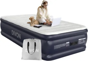 Twin Air Mattress with Built-in Pump,18''Raised Blow Up Mattress 2 Mins Self Inflation/Deflation,Upgraded Thicker Inflatable Mattress，Flocked Top Air Bed with Storage Bag for Guests,Home，Camping