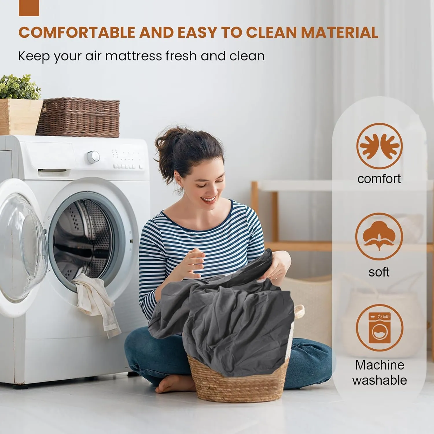 Twin Sheet for Air Mattress, 18'' Deep Soft Air Mattress Sheets- Inflatable Without Removal, Breathable Air Bed Mattress Cover Topper Protector, Fitted Sheet Full with Elastic Loop Hem, Gray