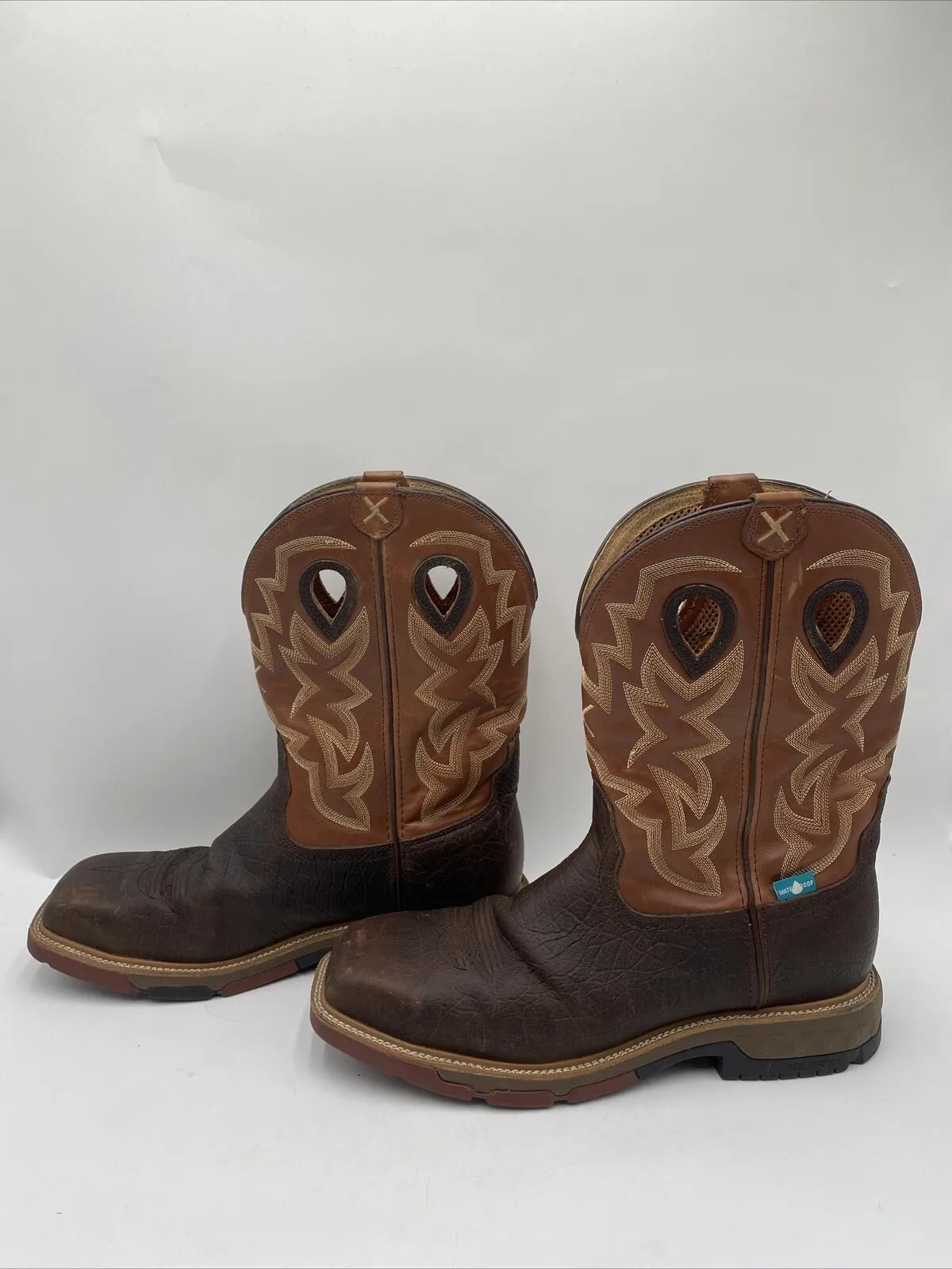 Twisted X Men's Waterproof Western Work Boots Brown Size 13D