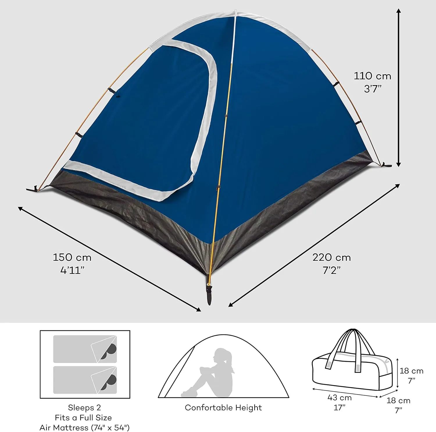 Two Person Tent - Waterproof & Windproof 4 Season Tents for Camping, Backpacking & Hiking - Durable & Easy to Set-up - Good for 1 or 2 Person Camping Tent