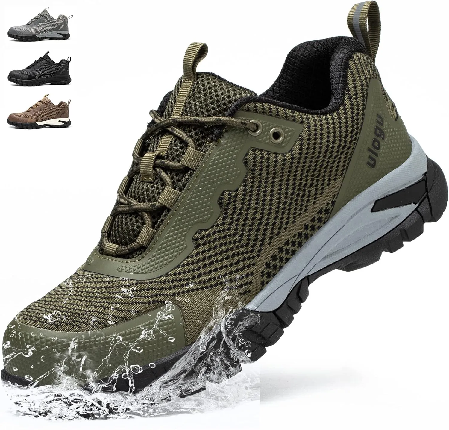 ulogu Waterproof Steel Toe Shoes for Men Comfy Lightweight Non Slip Safety Work Sneakers 6-Month Warranty