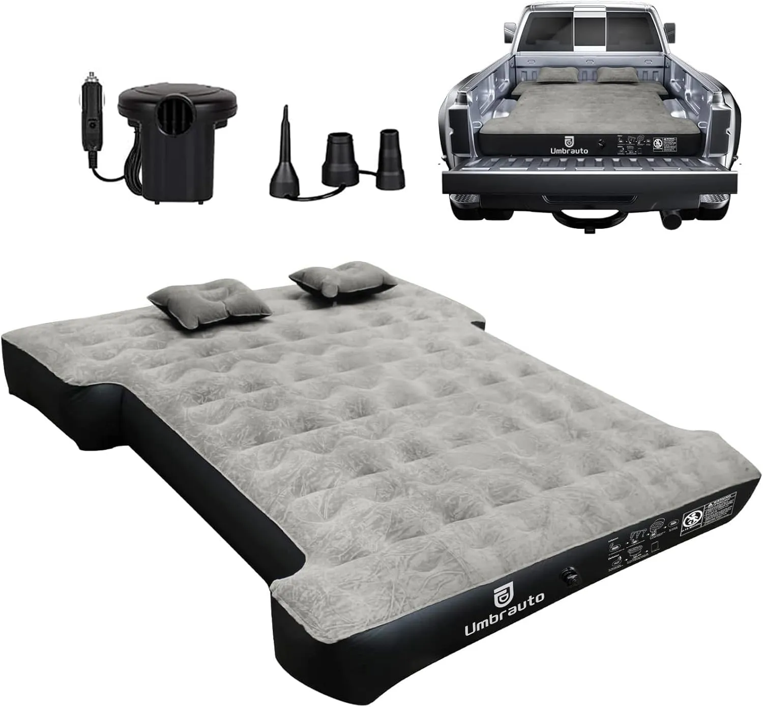 Umbrauto Air Mattress for 5-5.8 ft Full-Size Short Truck Beds, Inflatable Truck Tent Airbed with Pump, Pickup Camper Air Bed for Camping