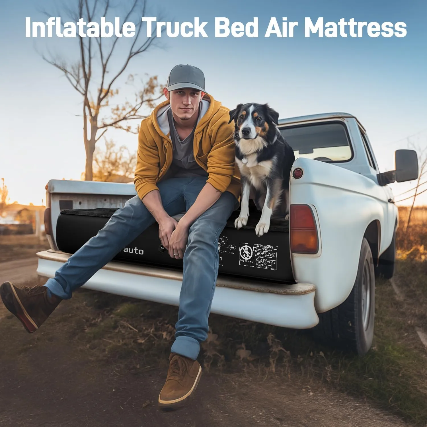 Umbrauto Air Mattress for 5.5-5.8 ft Full-Size Short Truck Beds, Inflatable Truck Tent Airbed with Pump, Pickup Camper Air Bed for Camping