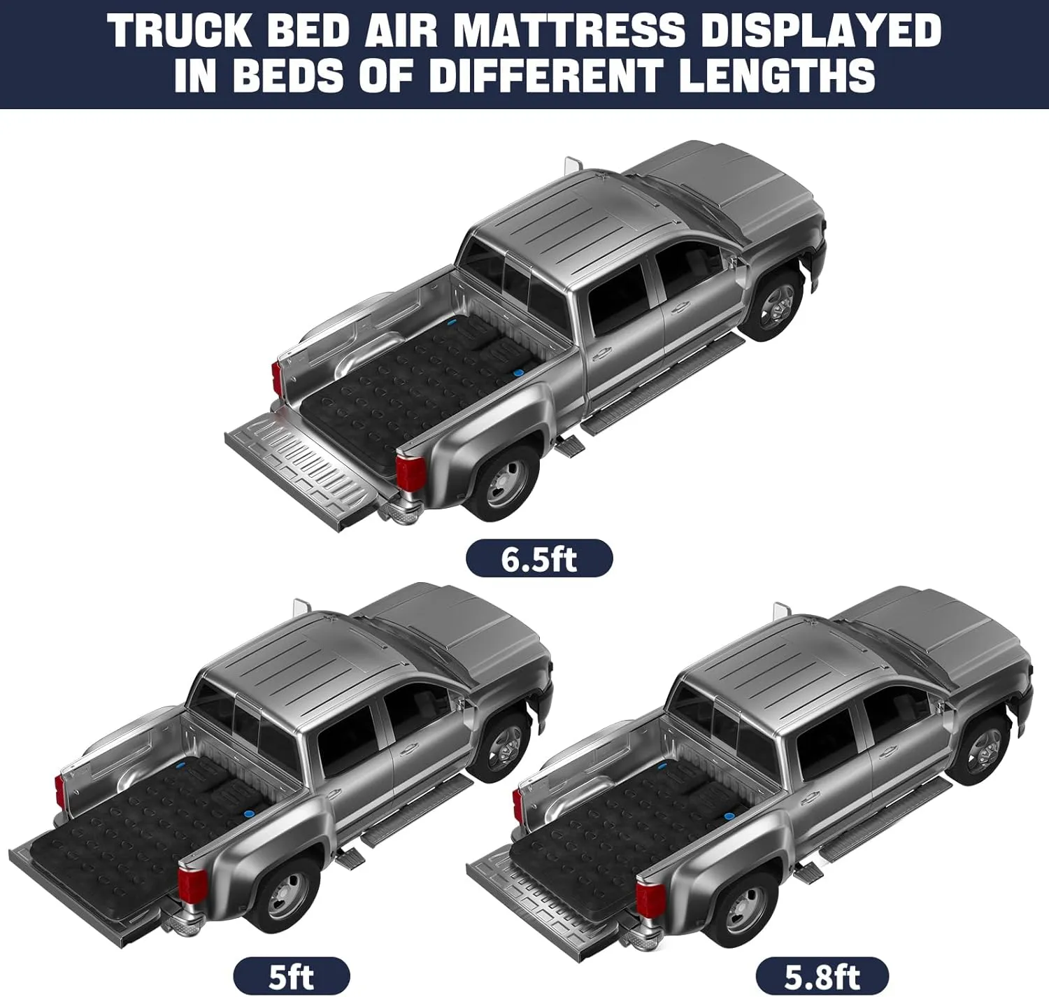 Umbrauto Air Mattress for 5.5-6.5 ft Short Bed Full-Size Trucks, Pickup Truck Airbed Mattress with Wireless Rechargeable Pump for Outdoor Travel