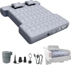 Umbrauto Built-in Pump Air Mattress for 5.5-5.8ft Full Size Short Truck Bed, Self-Inflating Suede Surface Camping Airbed for Tent Outdoor Travel Sleeping