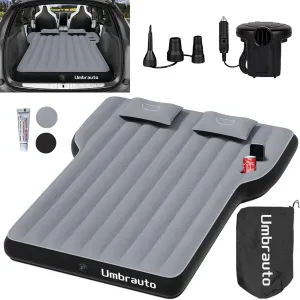 Umbrauto Mattress for Tesla Model Y: Inflatable Camping Air Mattress for SUV Travel, Portable Flocking Surface Sleeping Pad with Air Pump, Repair Patch, Storage Bag, Grey