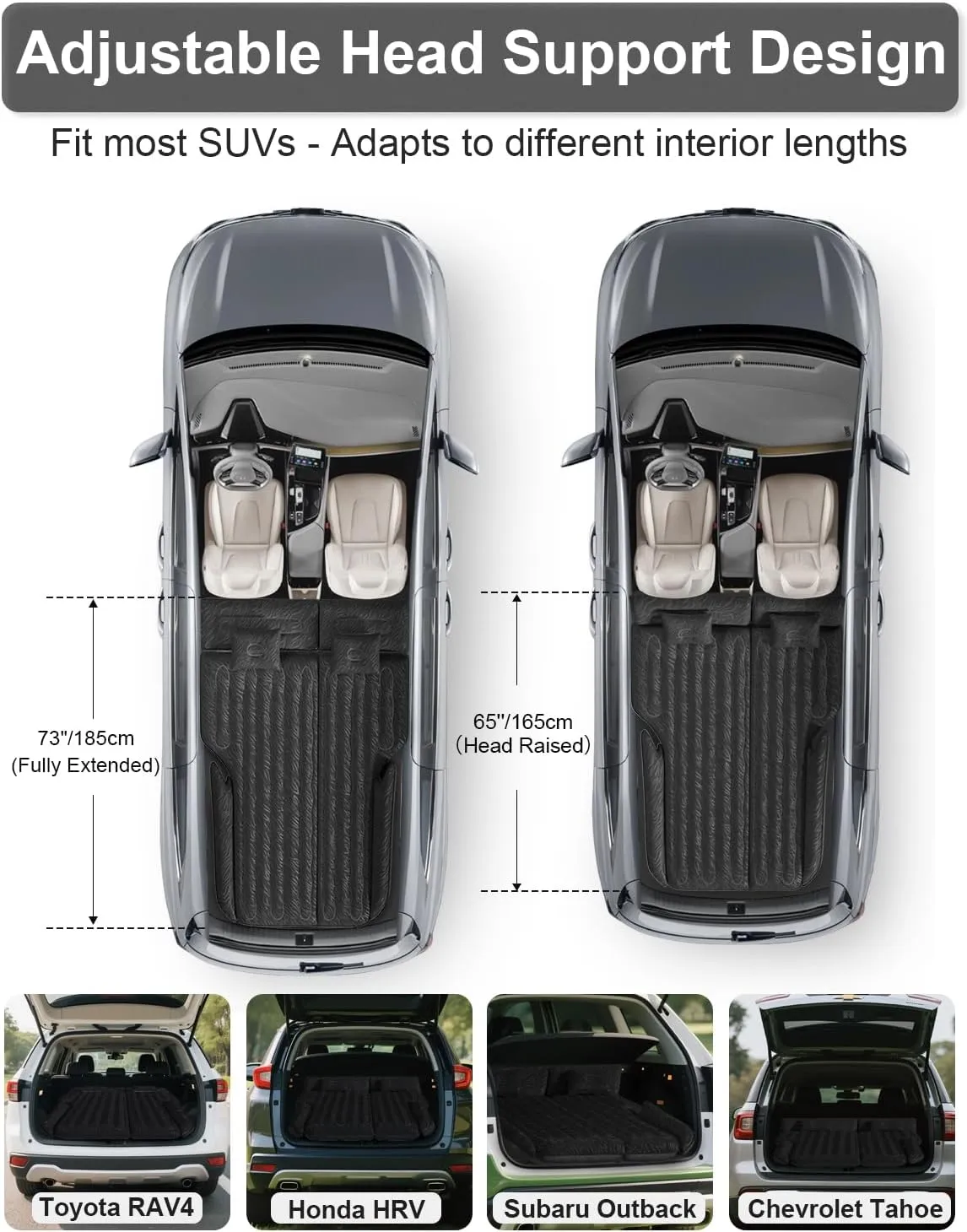 Umbrauto SUV Air Mattress for Trunk: Upgraded Car Camping Mattress with Flocked Surface and Extra Thick Bottom, Van Sleeping Bed for Back Seat with Pump, Nozzle, Repair Patch, Carry Bag