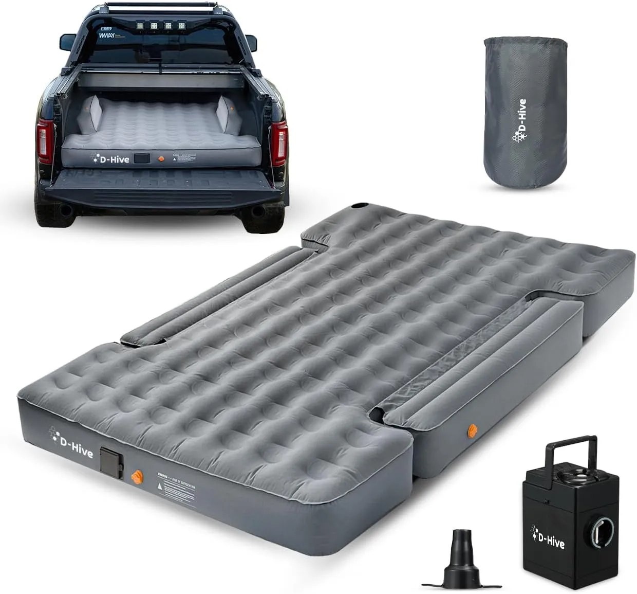Unbeatable Durability 6-6.5" Truck Bed Air Mattress, Durable Extra Thick 300D Oxford Fabric, Quick Easy Set-Up w/Electric Pump,Truck Camping Mattress Compatible with F150, Ram, Tundra