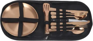 Unomor Serving Spoon Utensil Stainless Steel Camp Fork Camp Tableware Food Serving Cutlery Picnic Serving Case