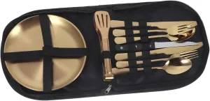 Unomor Travel Cutlery Set Compact Stainless Steel Camping Utensils Spoon Fork Knife for Outdoor Adventures