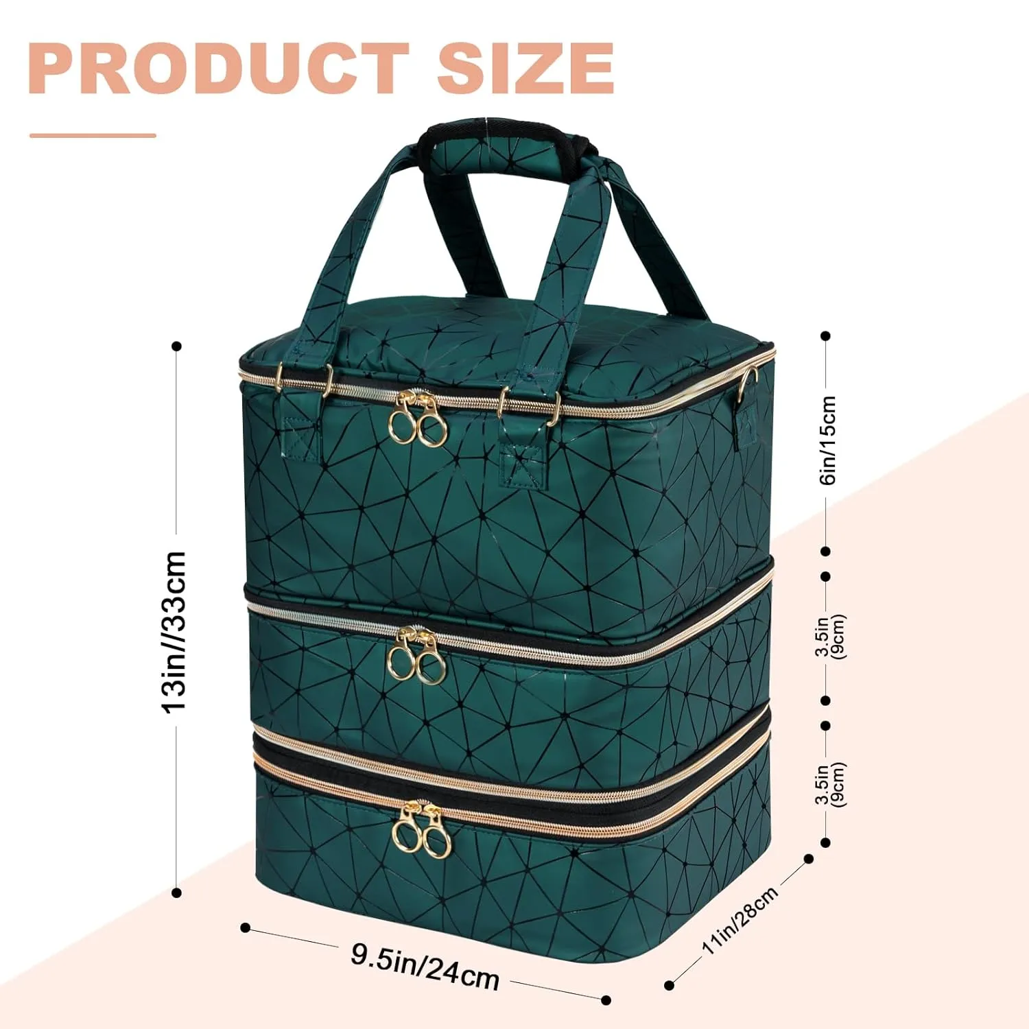 Uross Nail Polish Organizer Bag Holds 84 Bottles Nail Polish & Nail Lamp, Gel Nail Polish Organizers and Storage box for Nail Tech, Nail Kit Supplies Organizer Case-Darkgreen