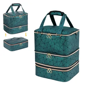 Uross Nail Polish Organizer Bag Holds 84 Bottles Nail Polish & Nail Lamp, Gel Nail Polish Organizers and Storage box for Nail Tech, Nail Kit Supplies Organizer Case-Darkgreen