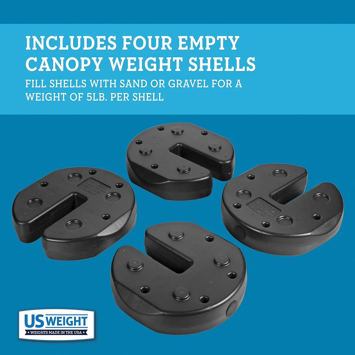 US Weight Fillable Canopy Weight Set of 4 with No-Pinch Design - Easy Installation and Removal to Secure Tents, Canopies, and Umbrellas at Outdoor Events