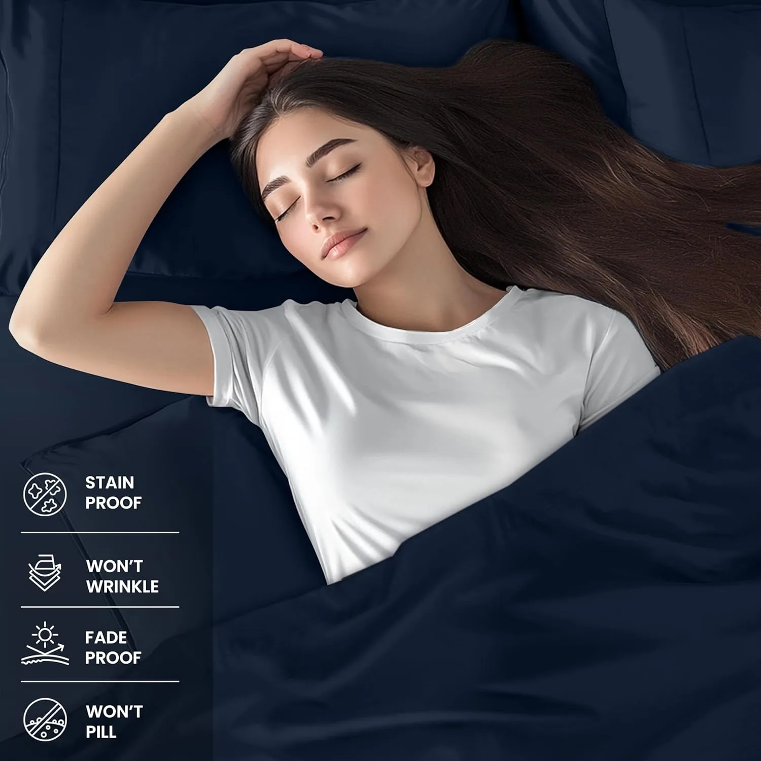 Utopia Bedding Queen Bed Sheets Set - 4 Piece Bedding - Brushed Microfiber - Shrinkage and Fade Resistant - Easy Care (Queen, Navy Blue)